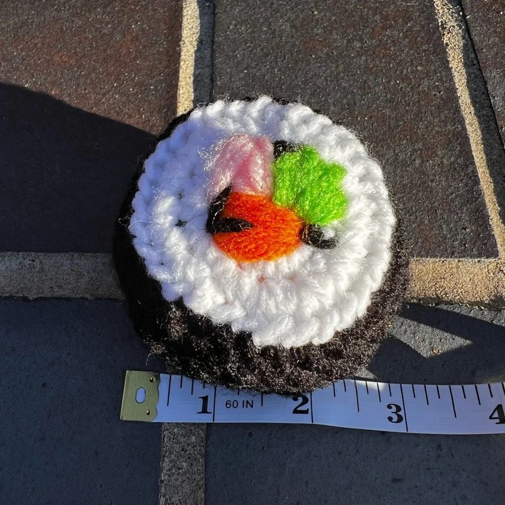 Hand Crocheted Set of 4 Happy Little Sushi Rolls Plushies! - Picture 11 of 15